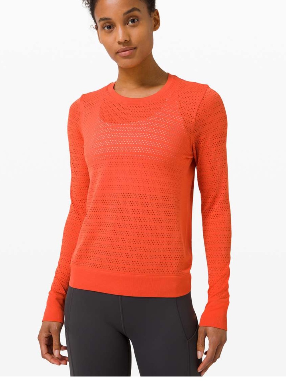 lululemon athletica Perforated Crew Long Sleeve Top - Brick Red